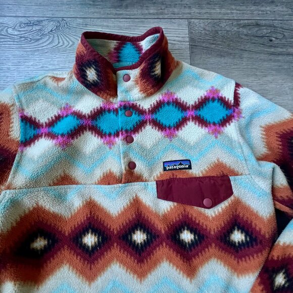 Patagonia Aztec Western Vintage Synchilla Jacket Pullover Cozy Timber Twist - Picture 4 of 5